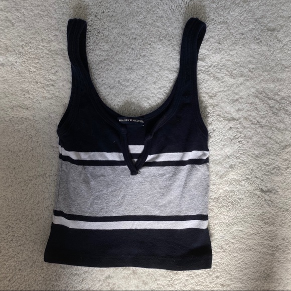 Brandy Melville Navy/Gray/White V Neck Tank - Picture 1 of 10